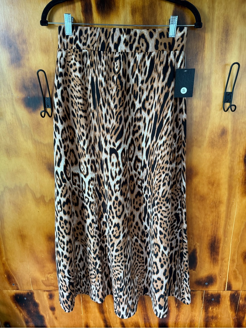 Leopard Print Midi Skirt in Brown - Women's Skirt